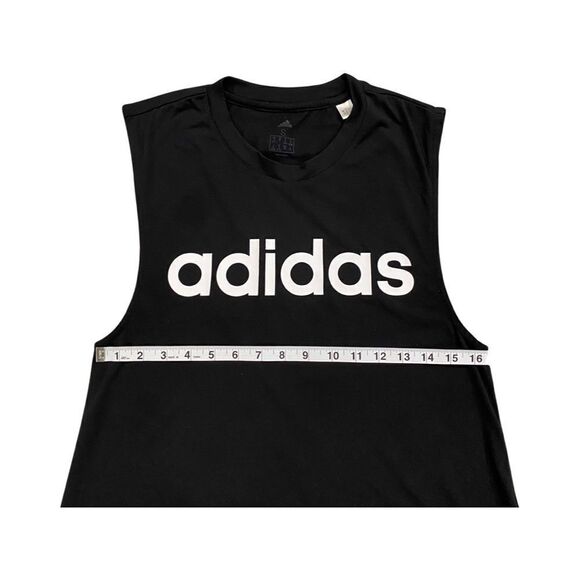 Adidas Black Sleeveless Tank with White Logo Graphic Size Small - Picture 9 of 11